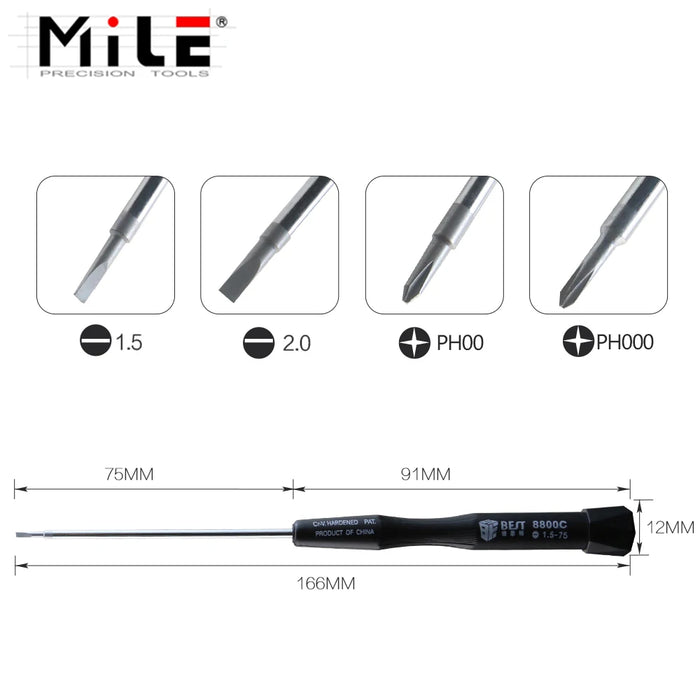 75mm Lengthened Magnetic Screwdriver PH00 PH000 1.5 2.0 Slotted Flatted Head For Mobile Phone Computer Disassemble Repair Tools