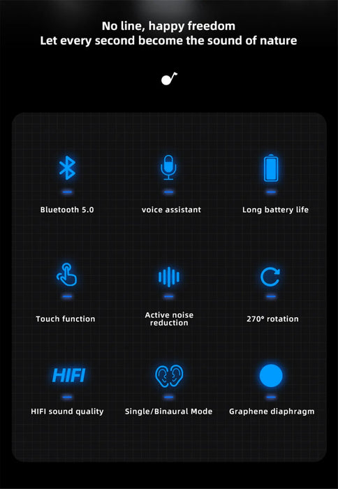 HiFi Earphones Bluetooth Headphones Handsfree Wireless Headset Business Headset Drive Call Sports Earphones for Smartphone