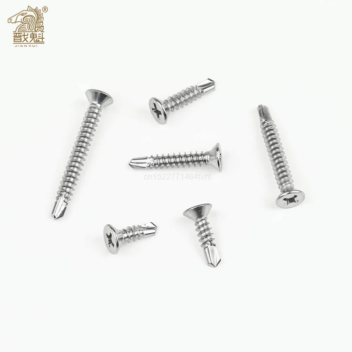 180pcs phillips flat head self drilling tapping screw kit 410 stainless steel m4.2 washer head drilling screw with screwdriver