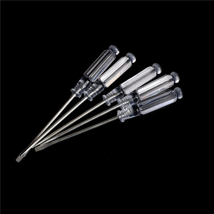 5pcs/lot Nonslip Handle Flat Head Slotted Screwdriver Mini Small Magnetic Precision Clear Screwdriver Home Repair Tool