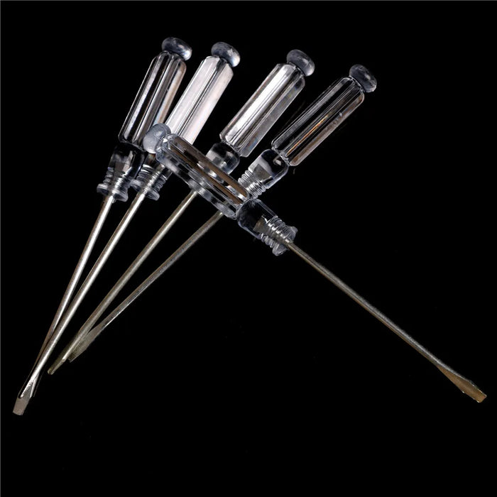 5pcs/lot Nonslip Handle Flat Head Slotted Screwdriver Mini Small Magnetic Precision Clear Screwdriver Home Repair Tool