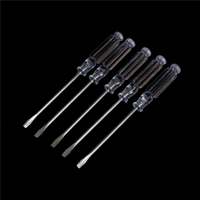 5pcs/lot Nonslip Handle Flat Head Slotted Screwdriver Mini Small Magnetic Precision Clear Screwdriver Home Repair Tool