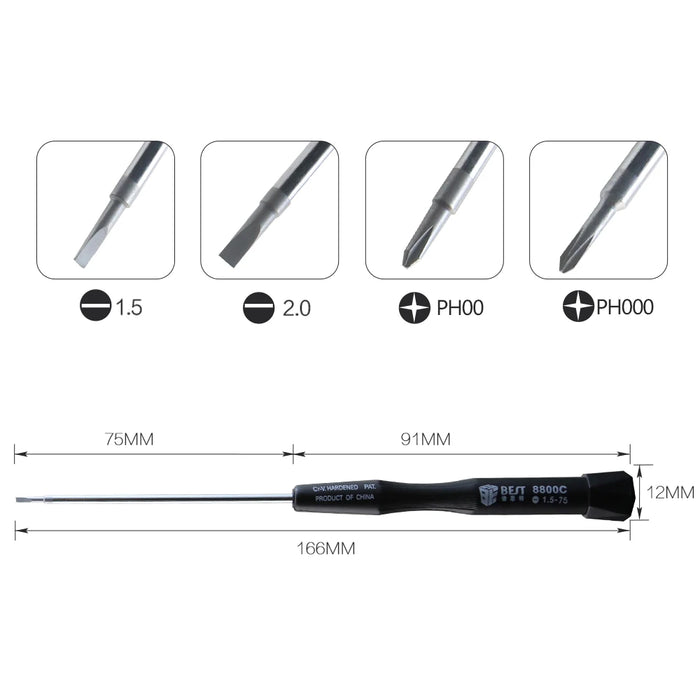 75mm Lengthened Magnetic Screwdriver PH00 PH000 1.5 2.0 Slotted Flatted Head For Mobile Phone Computer Disassemble Repair Tools