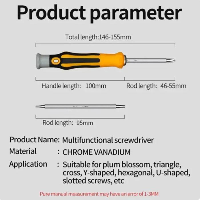 12 In 1 Magnetic Screwdriver Set Cross Flat Shaped Screwdriver Head Multifunctional Precision Handheld Maintenance Tool