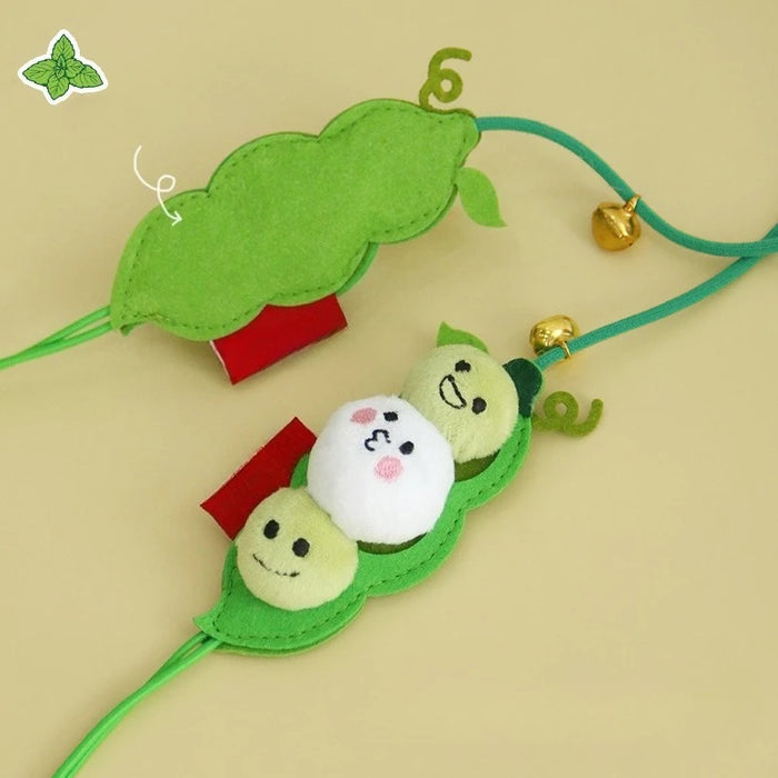 Cat Teaser Stick Toy Squeaky Bell Interactive Cute Pea Shape Bite Resistant Kitten Toy Teeth Cleaning Self High Cat Toy
