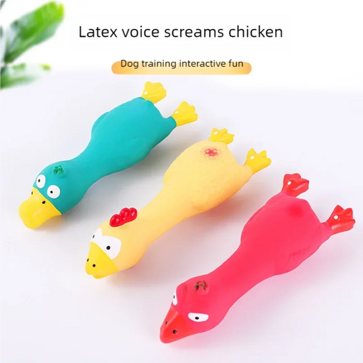 Cute Dog Squeak Toy Latex Chicken Shape Durable Chew for Small-Medium Breeds Interactive Pet Supplies