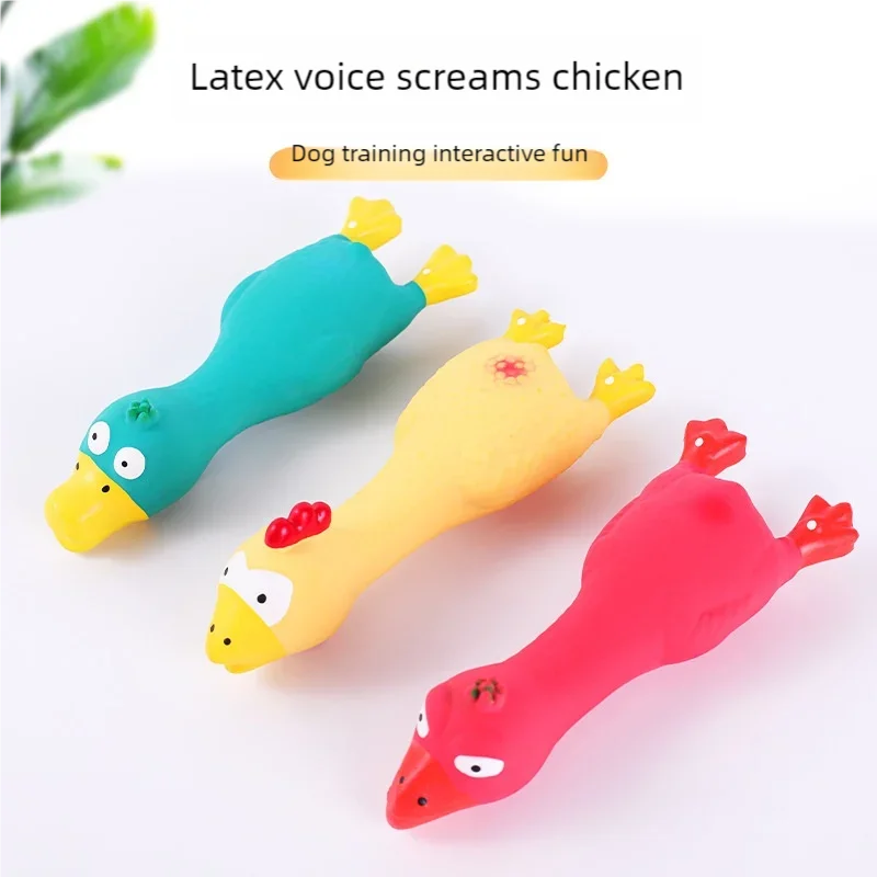 Cute Dog Squeak Toy Latex Chicken Shape Durable Chew for Small-Medium Breeds Interactive Pet Supplies