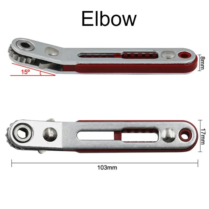 Mini Multi-function Two-way Ratchet Flat Head Elbow Flat Screwdriver Ratchet Wrench Cross-shaped Hexagonal Screwdriver Head Tool