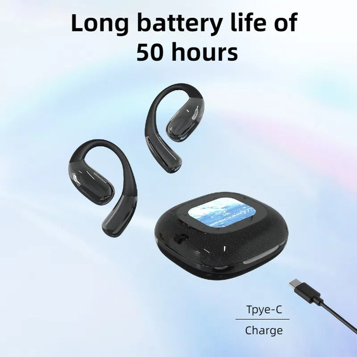 Open-Ear Earphones True Wireless Bluetooth 6.0 Ear Hooks Headphones IPX5 Waterproof Sports Earbuds LED touch  with charging box