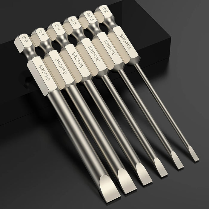 50/75/100/150mm long 2.0-6.0mm Flat Head Slotted Tip Screwdrivers Bit 1/4" Hex Shank Driver Bits Magnetic Screwdriver Drill Bit