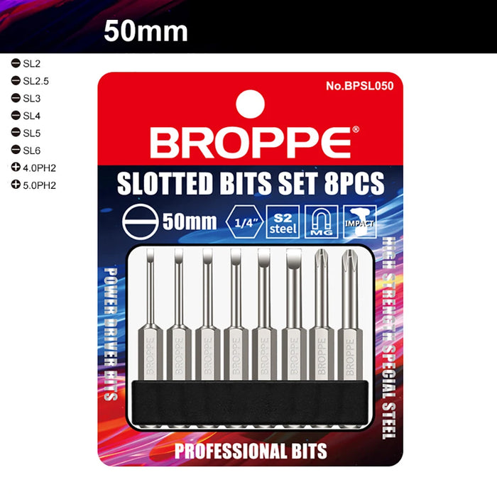 50/75/100/150mm long 2.0-6.0mm Flat Head Slotted Tip Screwdrivers Bit 1/4" Hex Shank Driver Bits Magnetic Screwdriver Drill Bit