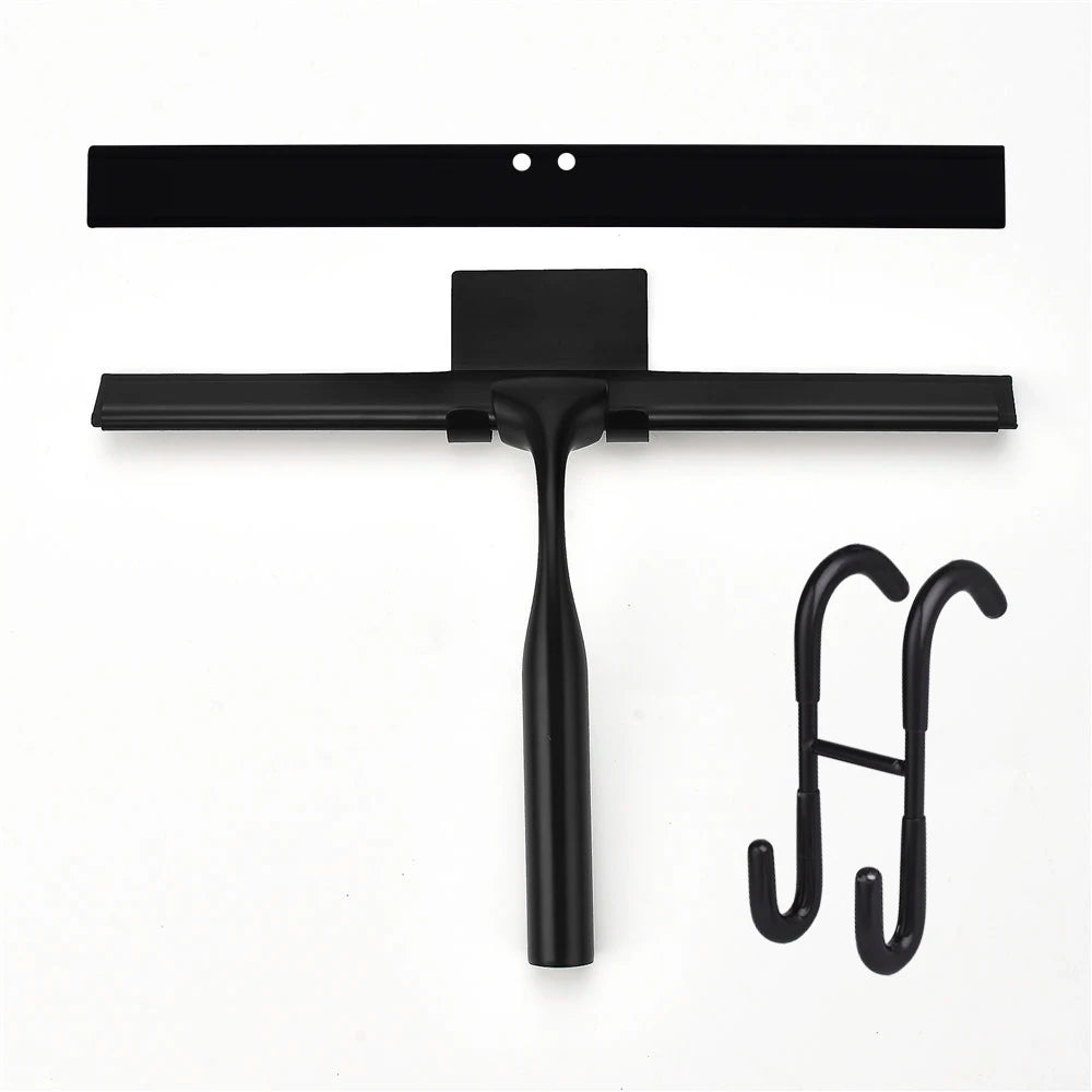 Squeegee 10'' 12'' 14'' INCH Black Rubber Silicone Shower Cleaner with hook Stainless Steel Scraper Bathroom Car Window Tools