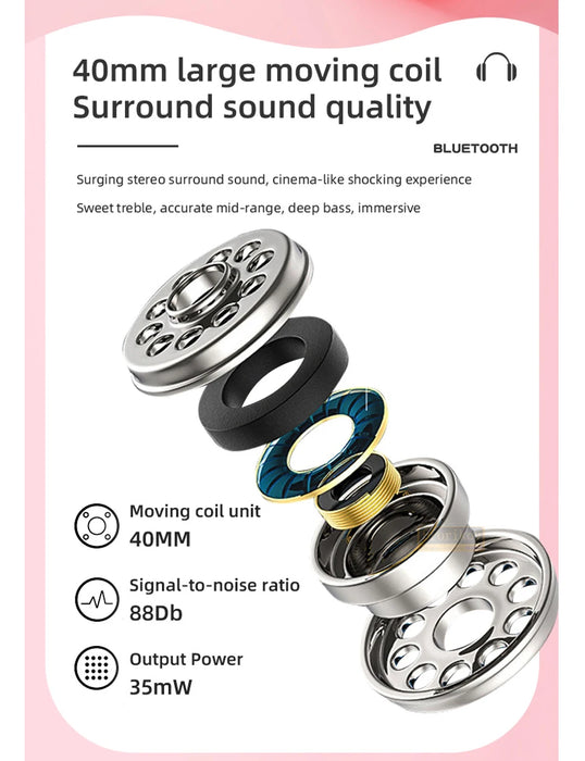 Headphones Kids Wireless Bluetooth Earphones Stereo Foldable Helmets Gaming Headsets Over-ear Headphones for Android ios Music