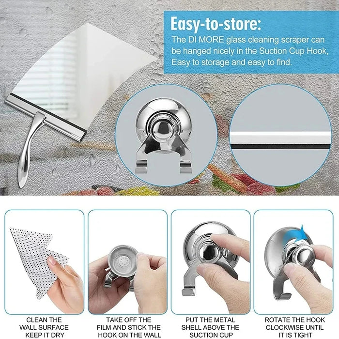 Premium Creative Steel Squeegee For Shower Doors, Bathroom, Window And Car Glass, All-Purpose Cleaning Glass Wiper