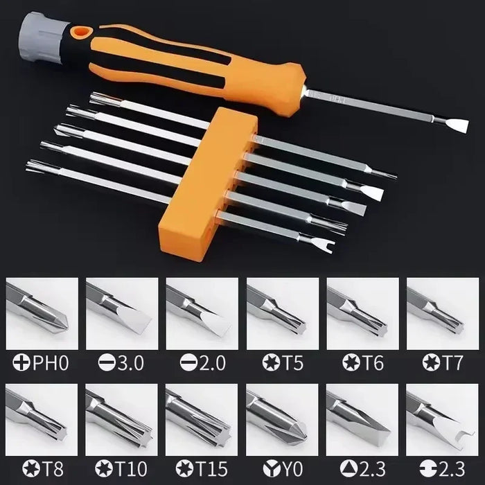 12 In 1 Screwdriver Set Magnetic Bit Cross Flat Shaped Screwdriver Head Multifunctional Precision Handheld Maintenance Tool Home
