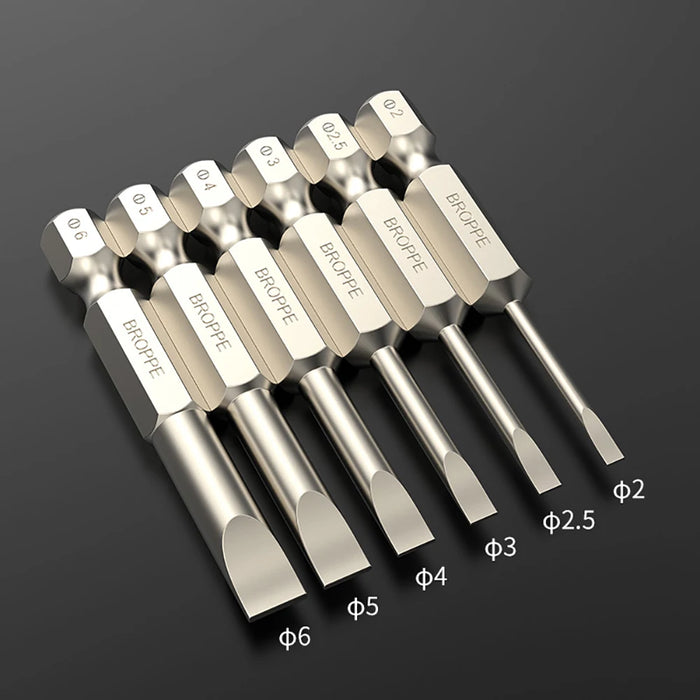 50/75/100/150mm long 2.0-6.0mm Flat Head Slotted Tip Screwdrivers Bit 1/4" Hex Shank Driver Bits Magnetic Screwdriver Drill Bit