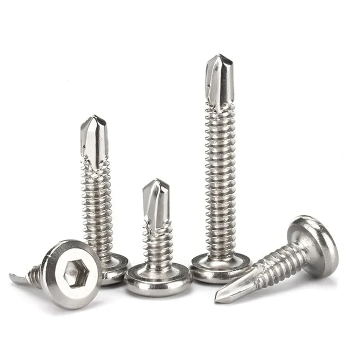 Flat Head Hexagonal Drill Tail Self-tapping Screw M5.5 M6  410 Stainless Steel Allen Inverted Screw Drilling Tail Bolt