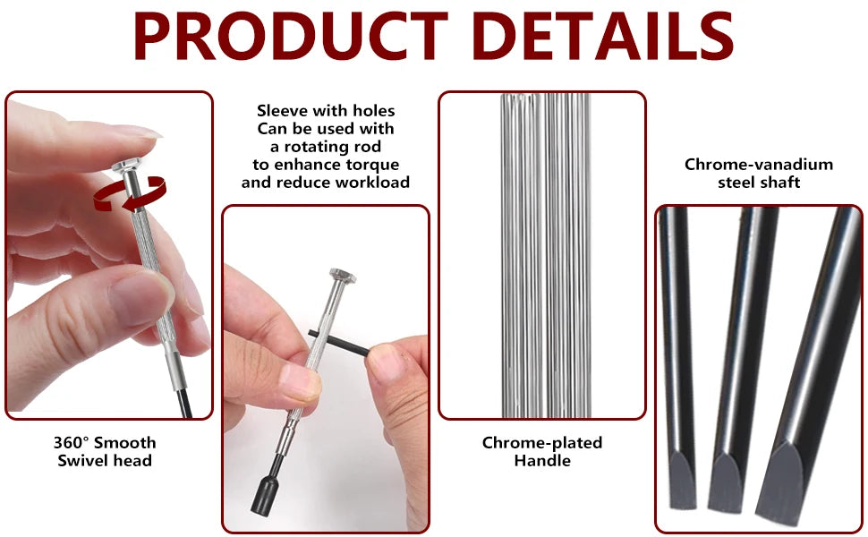16-screwdriver set, flat head, cross head and hexagonal head, suitable for toy, eyewear, computer and watch repair.
