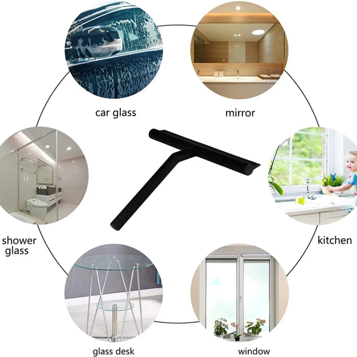 Shower Squeegee  for Glass Door Shower Wall Scraper Cleaner With Silicone Holder Bathroom Mirror Wiper Scraper Glass Cleaning