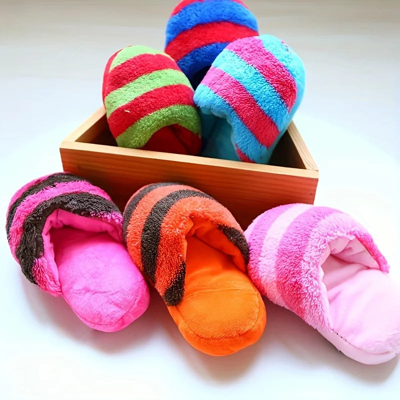 Plush Dog Squeak Toy Slippers Cartoon Animal Design Slippers Shape Squeak Plush Dog Toy Dog Durable Chewing Toy