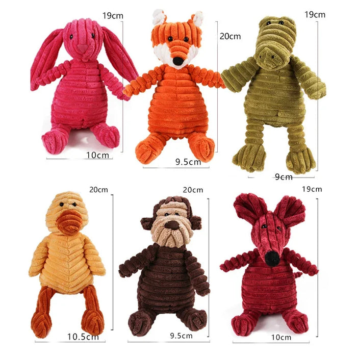 Squeaky Chew Bite - Resistant Animal Shape Plush Toy for Small Dogs, Pet Puppy Corduroy Dog Toys, Pets Accessories Supplies