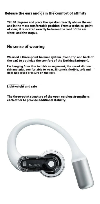 Nothing Ear Open Earphone Wireless Bluetooth Headset Hifi Sound Stereo Noise Reduction Long Battery Life Customize   Headset