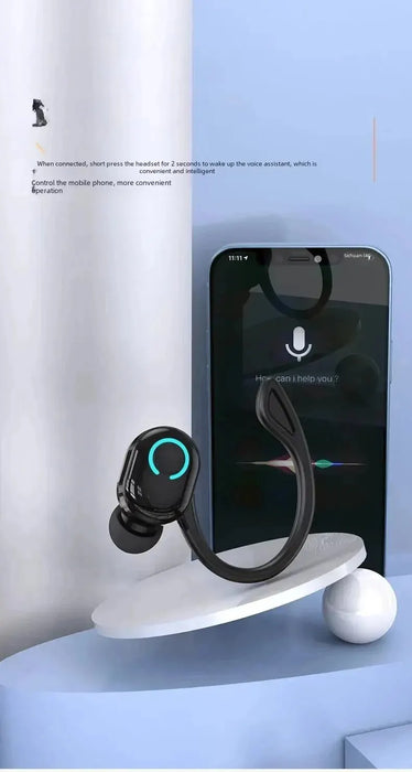 Bluetooth 5.2 Earphones Ear Hook Type Low Delay Noise Reduction Headset Single Ear Sports Business Wireless Waterproof Eaebuds