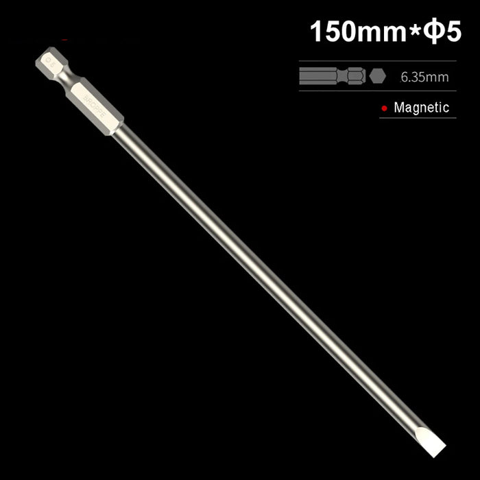 50/75/100/150mm long 2.0-6.0mm Flat Head Slotted Tip Screwdrivers Bit 1/4" Hex Shank Driver Bits Magnetic Screwdriver Drill Bit