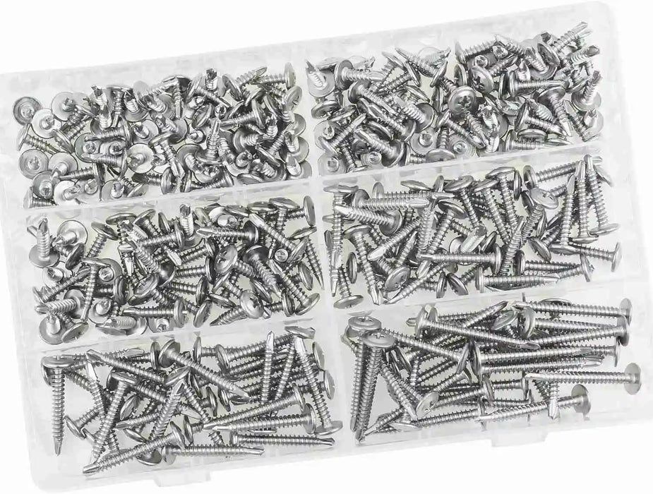 180pcs phillips flat head self drilling tapping screw kit 410 stainless steel m4.2 washer head drilling screw with screwdriver