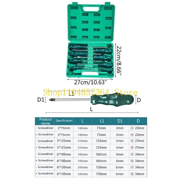 652F 8Pcs Screwdriver Set Heavy Duty Screwdriver with Flat & Head