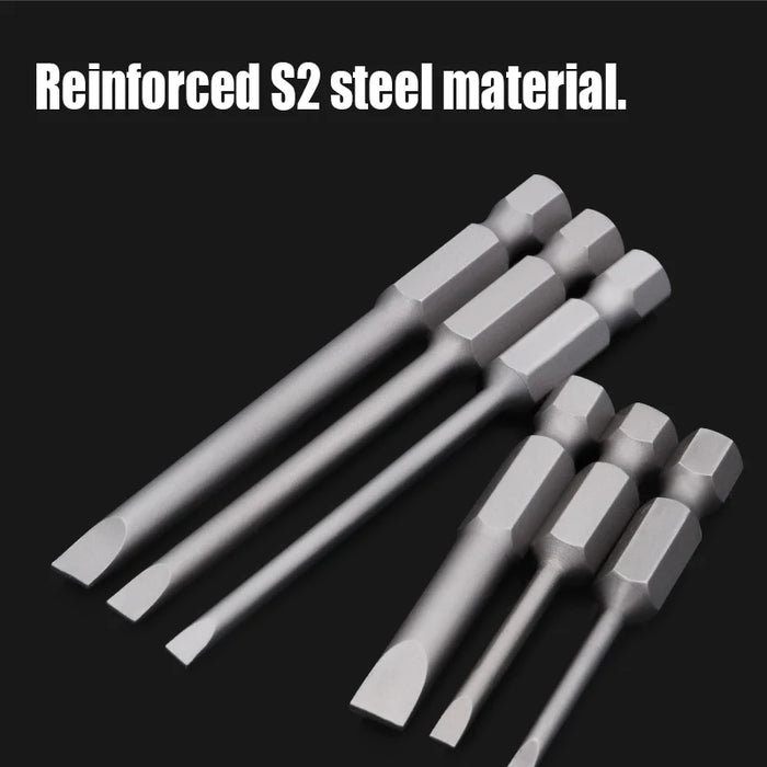 1PCS 50/75/100/150mm Electric Flat Head Slotted Screwdriver Bit SL2-SL6 Strong Magnetic Batch Head Hex Shank Impact Screw Driver
