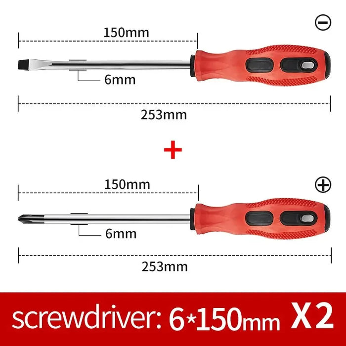 2Pcs  Multifunctional Magnetic Screwdriver Flat Head Cross Screwdriver Anti Slip Basic Manual Screw Drive Tool Household