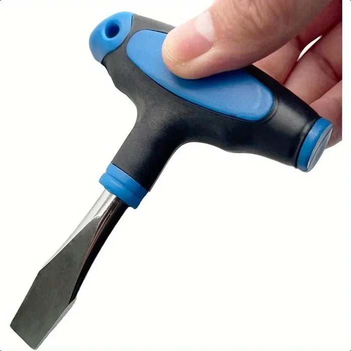 Compact T-handle Flathead Screwdriver with A 10mm Blade.
