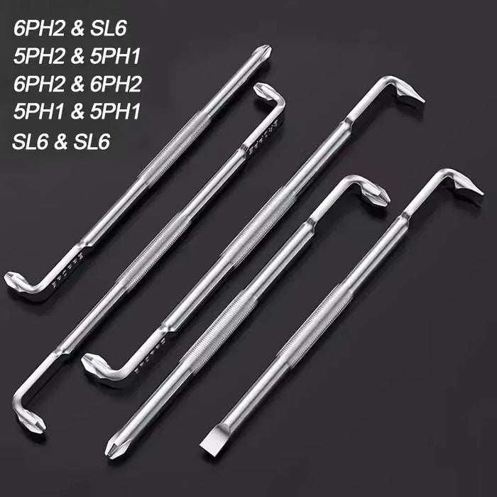 Magnetic Head L-Shaped and Z Shaped Screw Drive with Crosshead and Flathead 90-Degree Right-Angle Elbow Bend Screwdriver