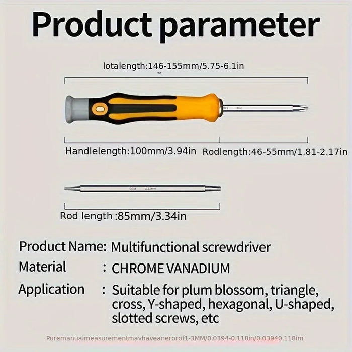 12 In 1 Magnetic Screwdriver Set Cross Flat Shaped Screwdriver Head Multifunctional Precision Handheld Maintenance Tool