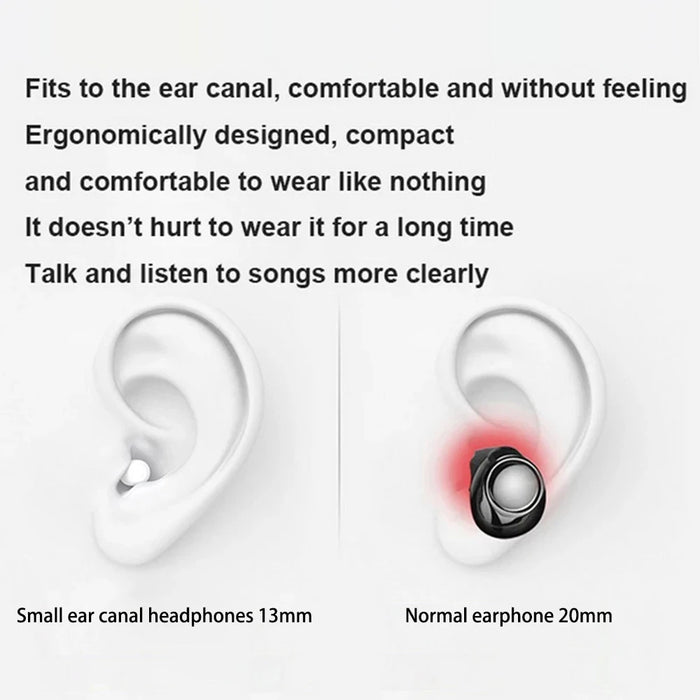 Invisible Earphones Mini Headphones Bluetooth TWS Wireless Sleepwith Microphone HD Call Semi-In-Ear Earbuds Noise Reduction