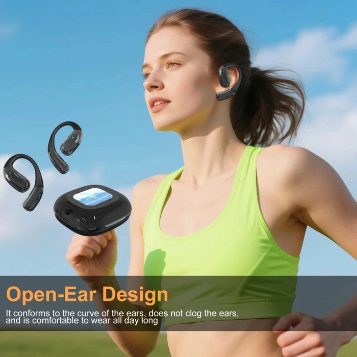 Open-Ear Earphones True Wireless Bluetooth 6.0 Ear Hooks Headphones IPX5 Waterproof Sports Earbuds LED touch  with charging box