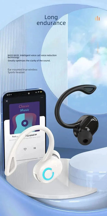 Bluetooth 5.2 Earphones Ear Hook Type Low Delay Noise Reduction Headset Single Ear Sports Business Wireless Waterproof Eaebuds