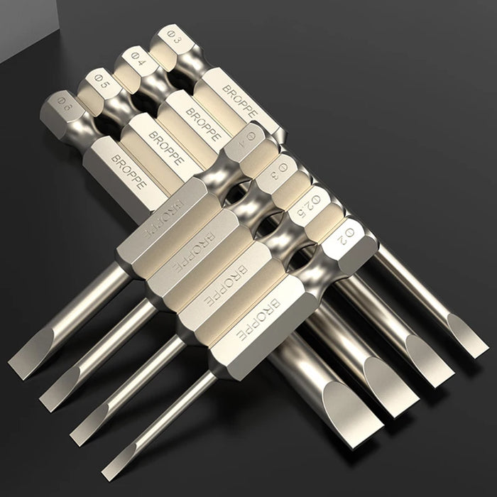 Slotted Screwdriver Bits 50mm/75mm/100/150mm Long Magnetic Tip Screwdriver Flat Head Bits S2 Steel 1/4 Inch Shank Hand Tool