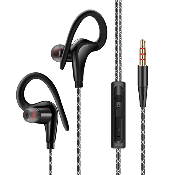 S760 Wired In-ear Waterproof Earphones Ear Hook Earbuds Stereo Super Bass Headphones Sport Headset with Microphone