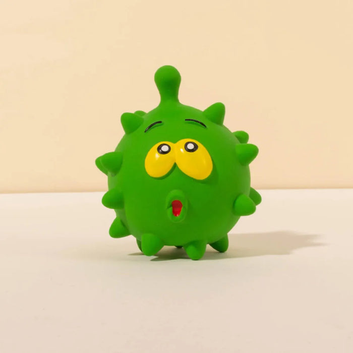 Latex Squeaky Emoji Face Spiky Ball - Pet Toy for Small Dogs, Teething & Teeth Cleaning, Fun Interactive Doggie Plaything