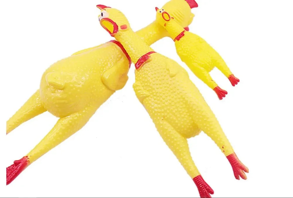 Squeaky Screaming Chicken Dog Toy 1pc Pet Squeaker Chew Toys Funny Molar Chew Rubber Toy in Sizes S M L for Small to Large Dogs