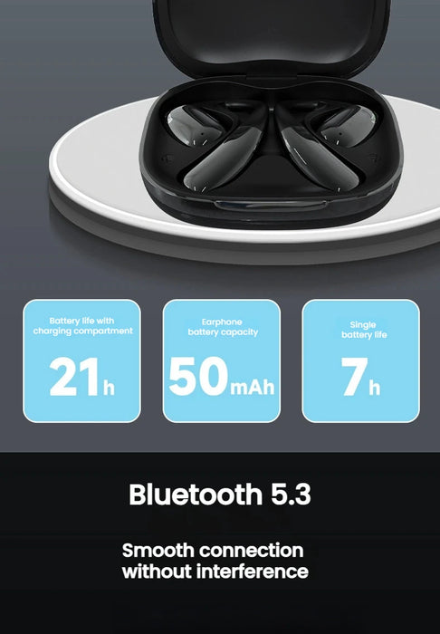 Open-Ear Earphones True Wireless Bluetooth 6.0 Ear Hooks Headphones IPX5 Waterproof Sports Earbuds LED touch  with charging box