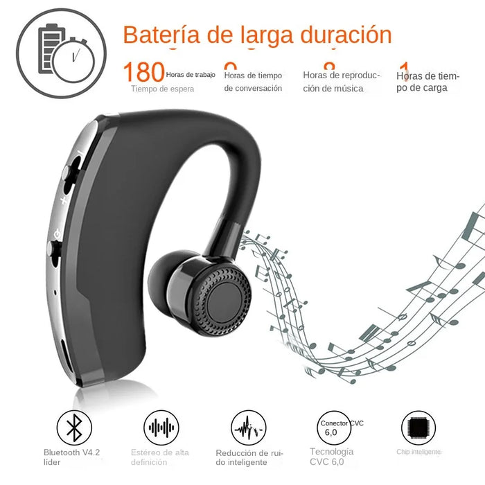 Wireless Earphones One Ear Bluetooth Headphones V9 TWS In-Ear EarHooks HiFi Mini Handsfree Car Calls Headset With Microphone