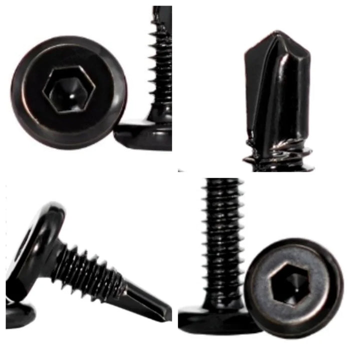 Flat Head Hex Socket Cap Self Drilling Screw Black Zinc 410 M5.5 M6.3 #12#14 Self Tapping Sheet Metal Screws 10/20pcs