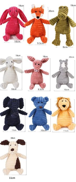 Squeaky Chew Bite - Resistant Animal Shape Plush Toy for Small Dogs, Pet Puppy Corduroy Dog Toys, Pets Accessories Supplies