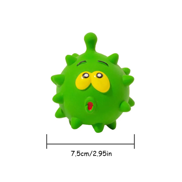 Latex Squeaky Emoji Face Spiky Ball - Pet Toy for Small Dogs, Teething & Teeth Cleaning, Fun Interactive Doggie Plaything