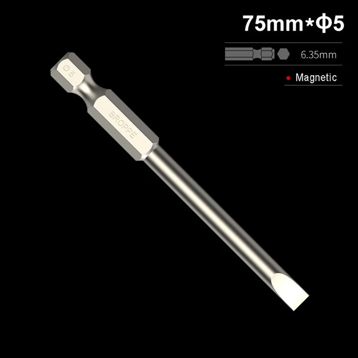 50/75/100/150mm long 2.0-6.0mm Flat Head Slotted Tip Screwdrivers Bit 1/4" Hex Shank Driver Bits Magnetic Screwdriver Drill Bit