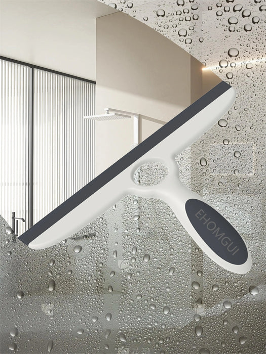Shower Squeegee for Glass Doors & Walls - 10" Squeegee with Adhesive Hook - Pack of 2/Gray