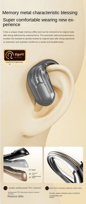 Open-Ear Earphones Bluetooth 5.4 Ear Hook Headphones HiFi Stereo True Wireless Headsets Noise Reduction Waterproof Earbuds